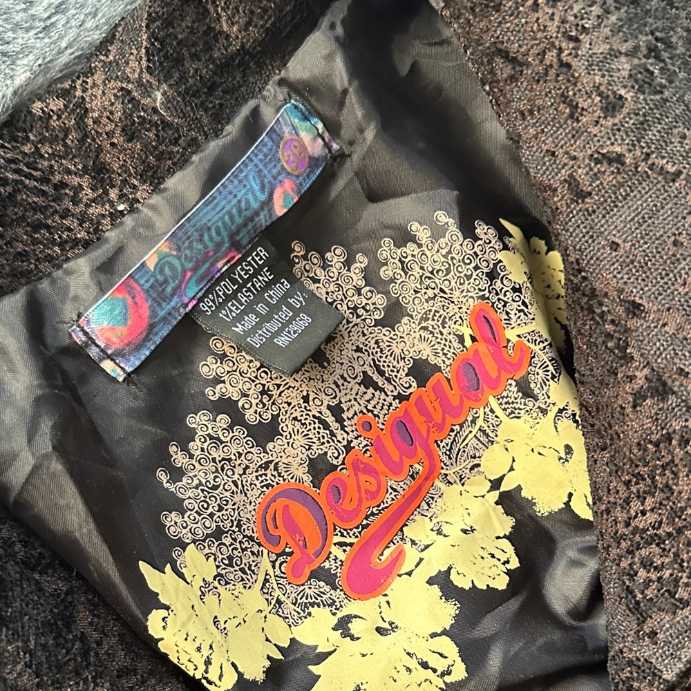 Desigual Brown Textured A-Line Trench Coat - Picture 3 of 5